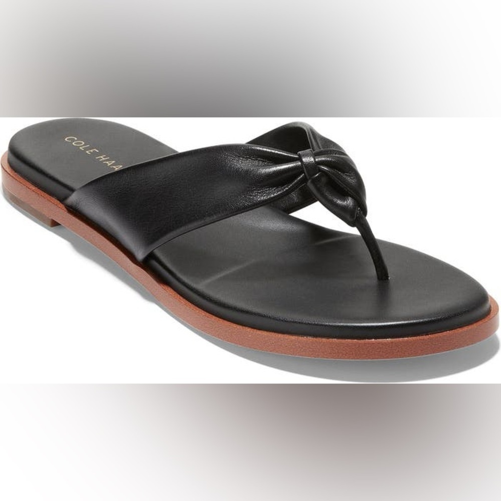 Cole Haan Women's Fiona Thong Sandal, Black Leather Size8.5 Excellent Condition - Picture 5 of 8